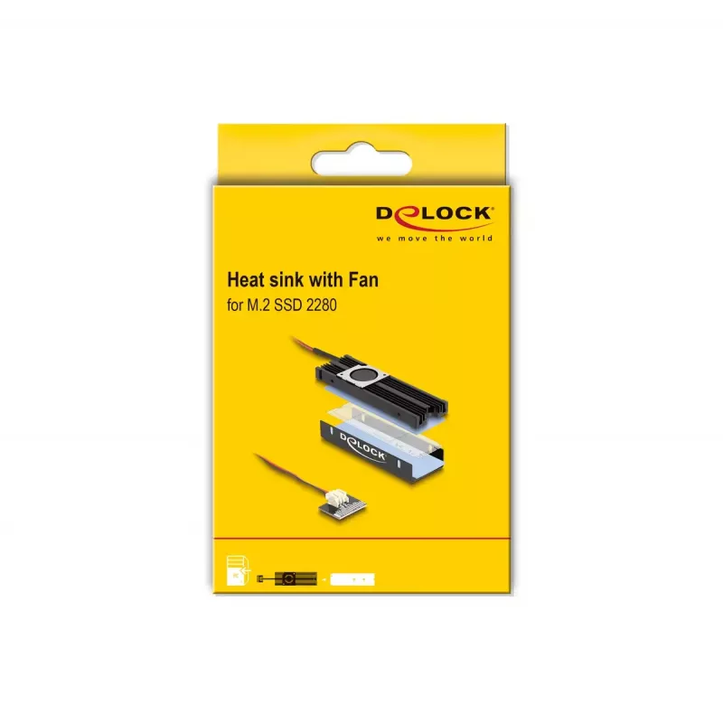 Disipador DeLOCK disipador de calor con ventilador para M.2 SSD 2280 negro aluminio