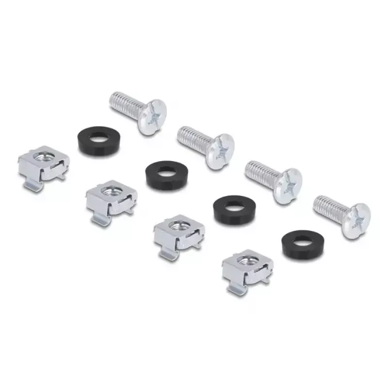 Set de montaje DELOCK 67281 — accesorio para racks metálicos, negro, set universal de 2 piezas