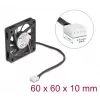 Ventilador para caja de ordenador DELOCK 6 cm (60x60x10 mm), 12 V, rodamiento de bolas, negro, modelo 67294