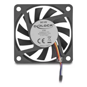 Ventilador para caja de ordenador DELOCK 6 cm (60x60x10 mm), 12 V, rodamiento de bolas, negro, modelo 67294