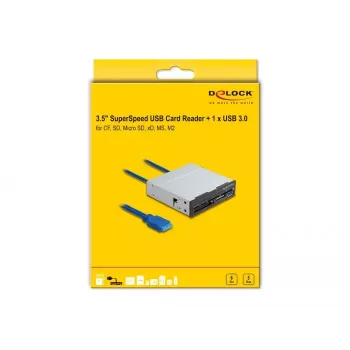 Lector de tarjetas interno DeLOCK 91759 negro gris CF MMC MS