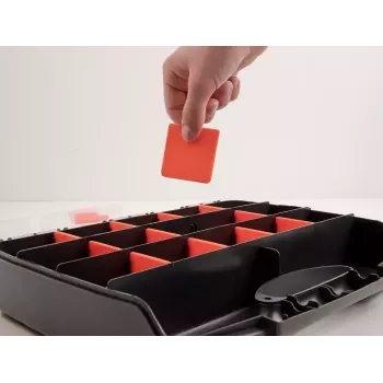 Caja de almacenamiento DeLOCK 18418 17 compartimentos 320x255x60mm naranja negro