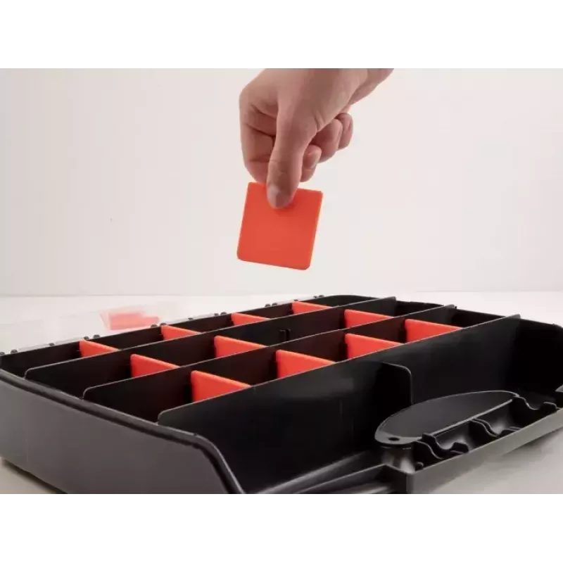 Caja de almacenamiento DeLOCK 18418 17 compartimentos 320x255x60mm naranja negro