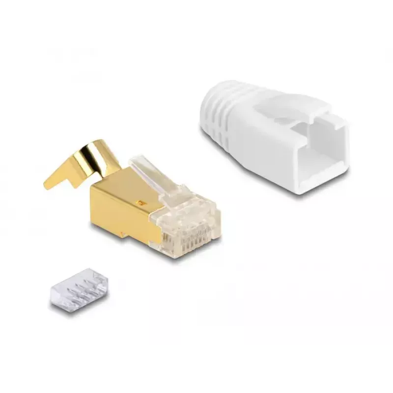 Conectores modulares RJ45 DeLOCK cable de red set de 25 uds. Cat.7 oro blanco