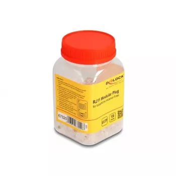 Conectores modulares RJ11 DeLOCK 100 uds. policarbonato transparente