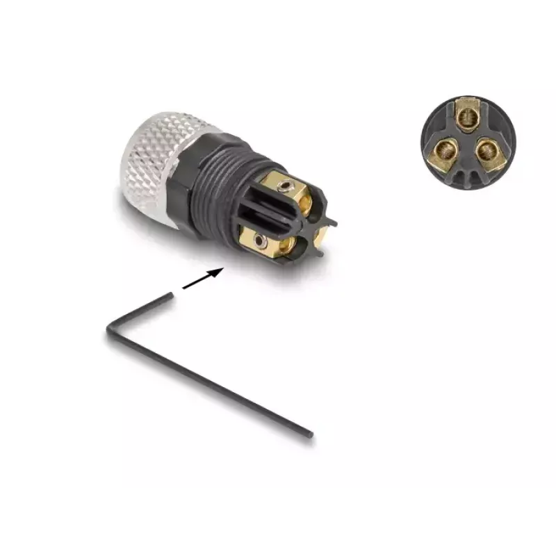 Conector DeLOCK M8 codificación A 3 polos conector hembra conexión por tornillo