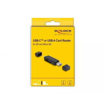 Lector de tarjetas DeLOCK 91004 USB 3.2 Gen 1 Type-A Type-C negro