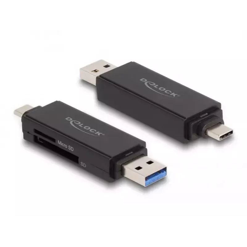 Lector de tarjetas DeLOCK 91004 USB 3.2 Gen 1 Type-A Type-C negro
