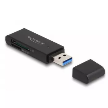 Lector de tarjetas DeLOCK 91002 USB negro MicroSD SD SDHC SDXC 5000 Mbit/s