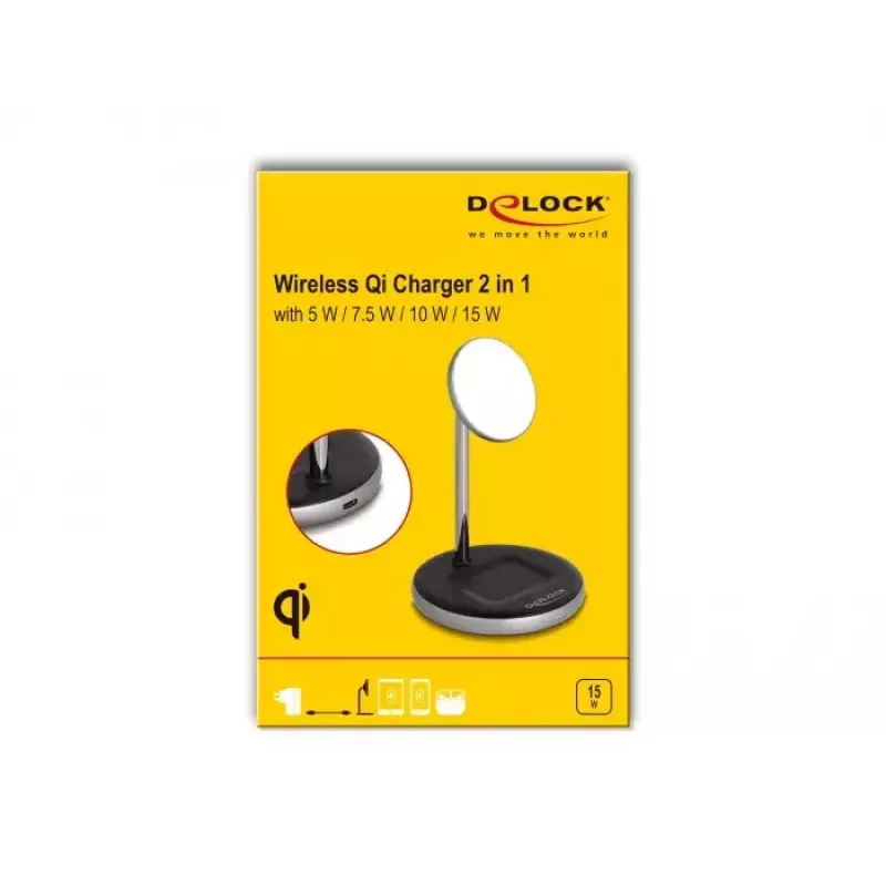 Cargador inalámbrico DeLOCK 66468 2 en 1 5 W 7,5 W 10 W 15 W