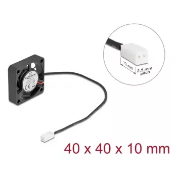 Ventilador para carcasa de ordenador DELOCK 4 cm (40 x 40 x 10 mm), rodamiento de bolas, 0,18 m³/h, 5 V DC, negro