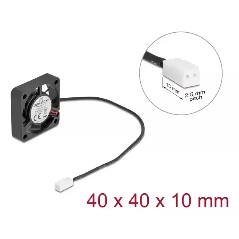 DeLOCK 67286 Ventilador axial 5 V DC, 40 x 40 x 10 mm, negro