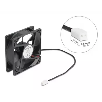 Ventilador para carcasa de ordenador DELOCK 8 cm (80 x 80 x 25 mm), rodamiento de bolas, 5 V DC, negro