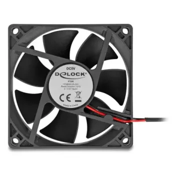 Ventilador para carcasa de ordenador DELOCK 8 cm (80 x 80 x 25 mm), rodamiento de bolas, 5 V DC, negro