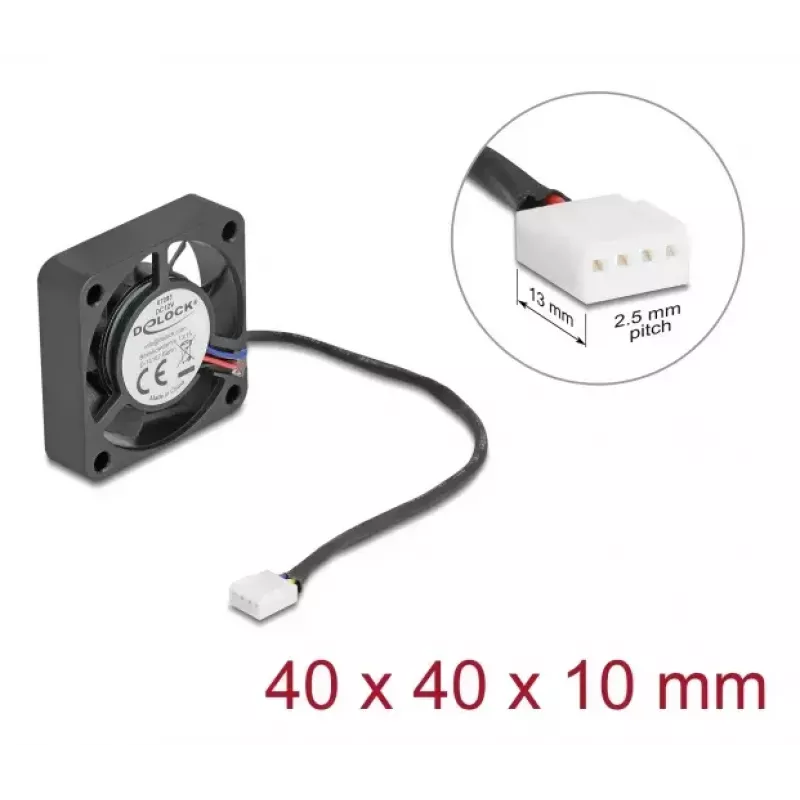 DeLOCK 67293 Ventilador axial 12 V DC, 40 x 40 x 10 mm, negro