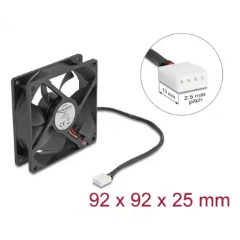 Ventilador para carcasa de ordenador DELOCK 67297 92 mm, rodamiento de bolas, caudal de aire 1,21 m³/h, negro