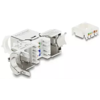 Módulo Keystone DELOCK conector hembra RJ45 a LSA Cat.8.1 apantallado con clip de bloqueo y tapa antipolvo