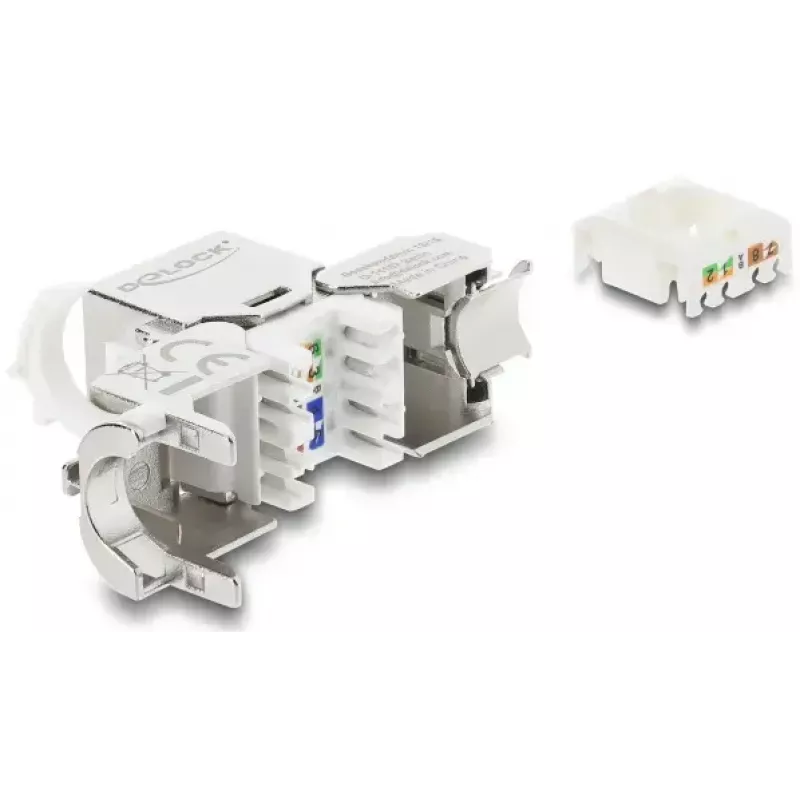 Módulo Keystone DELOCK conector hembra RJ45 a LSA Cat.8.1 apantallado con clip de bloqueo y tapa antipolvo