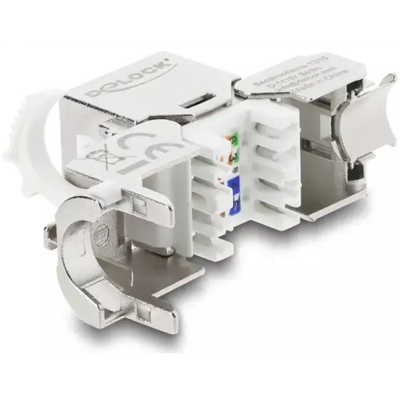 Módulo Keystone DELOCK conector hembra RJ45 a LSA Cat.8.1 apantallado con clip de bloqueo y tapa antipolvo