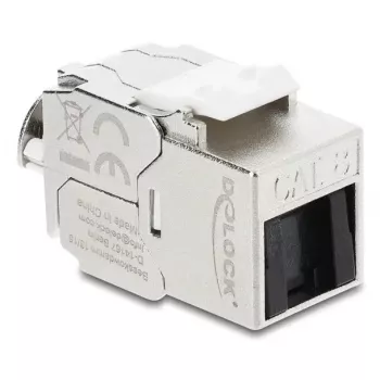Módulo Keystone DELOCK conector hembra RJ45 a LSA Cat.8.1 apantallado con clip de bloqueo y tapa antipolvo