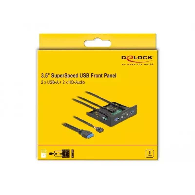Panel frontal DeLOCK 3,5 inch USB 3.2 Gen 1 2 x USB Type-A HD-Audio