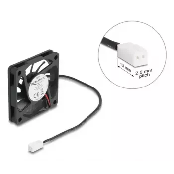 Ventilador para carcasa de PC DELOCK 67288 — 60 mm, rodamiento de bolas, 5 V, caudal de aire 0,38 m³/h, negro, 1 ud.
