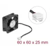Ventilador para carcasa de PC DELOCK 6 cm (60x60x25 mm) 12 V DC, rodamiento de bolas, negro