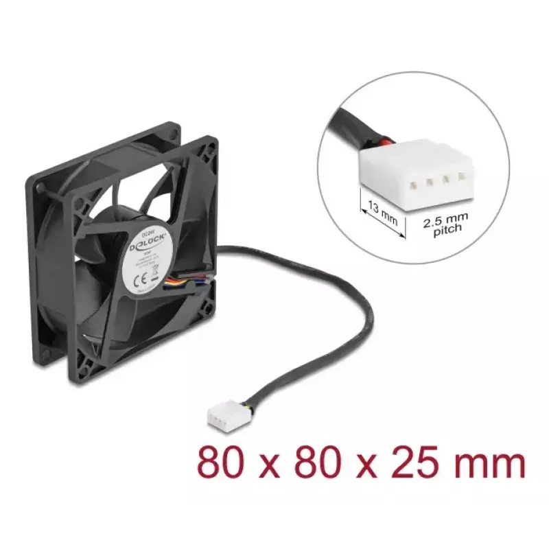 Ventilador DeLOCK 67301 8 cm negro rodamiento de bolas 0,97 m³/h