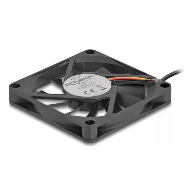 Ventilador para carcasa de PC DELOCK 67315 — 70 mm rodamiento de bolas, 0,42 m³/h, negro