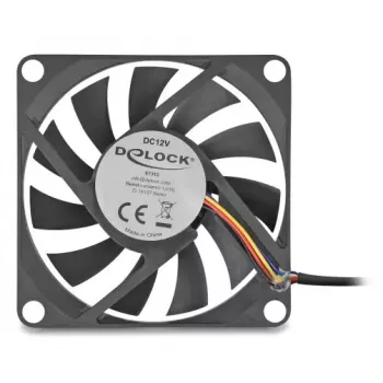 Ventilador para carcasa de PC DELOCK 67315 — 70 mm rodamiento de bolas, 0,42 m³/h, negro