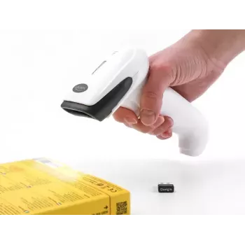 Lector de códigos de barras de mano DeLOCK 90587 1D 2D inalámbrico Bluetooth USB blanco