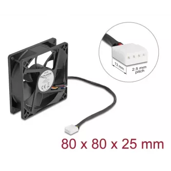 Ventilador para caja de ordenador DELOCK 67296 — 80 mm, rodamiento de bolas, 0,97 m³/h, negro