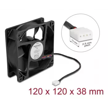 Ventilador DELOCK 67298 120 mm negro 12 cm rodamiento de bolas 12 V DC 3,53 m³/h
