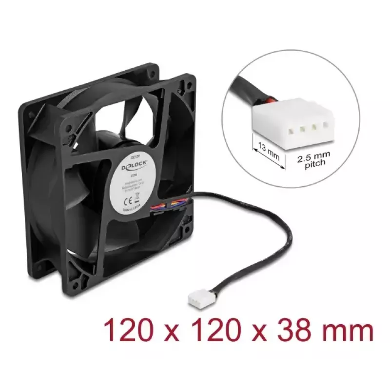 Delock 67298 ventilador axial 12 V DC, 120 x 120 x 38 mm, negro