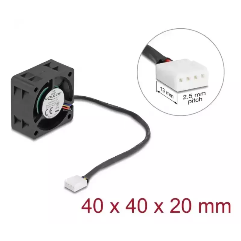 Delock 67299 ventilador axial 24 V DC, 40 x 40 x 20 mm, negro