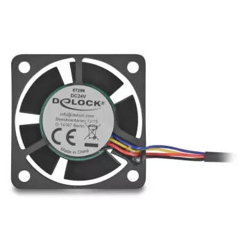 Ventilador para caja de ordenador DELOCK 67299 — 40 x 40 x 20 mm, 24 V DC, rodamiento de bolas, 0,19 m³/h, negro