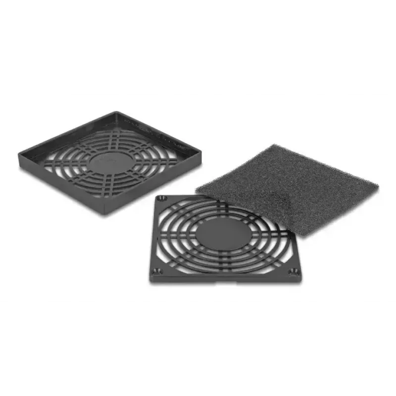 Delock 67312 rejilla para ventilador con filtro de polvo 92 x 92 mm, negra