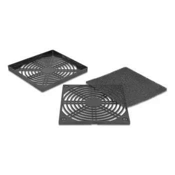 Rejilla para ventilador DELOCK 67313, ABS negro, 125×125 mm, patrón de taladros de montaje 105×105 mm