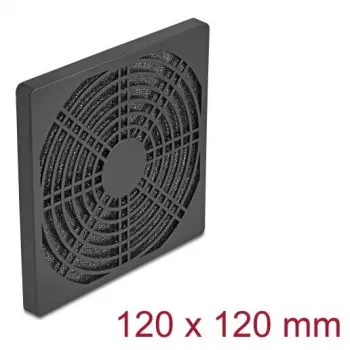Rejilla para ventilador DELOCK 67313, ABS negro, 125×125 mm, patrón de taladros de montaje 105×105 mm