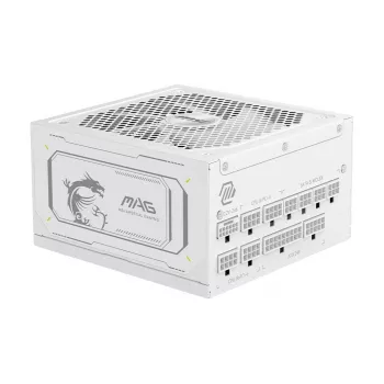 Fuente de alimentación MSI MAG A1000GL PCIE5 WHITE 1000 W ATX 24-Pin, 80 PLUS Gold, ventilador de 135 mm