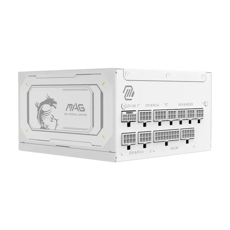 Fuente de alimentación MSI MAG A1000GL PCIE5 WHITE 1000 W ATX 24-Pin, 80 PLUS Gold, ventilador de 135 mm