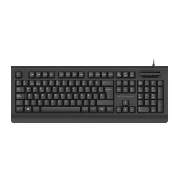 CONCEPTRONIC Teclado USB con lector de tarjetas Smart-ID KAYNE01IT — tamaño completo 105 teclas, distribución italiana, con cable, cable de 1,5 m, negro