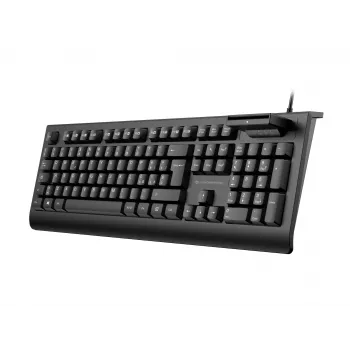 CONCEPTRONIC Teclado USB con lector de tarjetas Smart-ID KAYNE01IT — tamaño completo 105 teclas, distribución italiana, con cable, cable de 1,5 m, negro