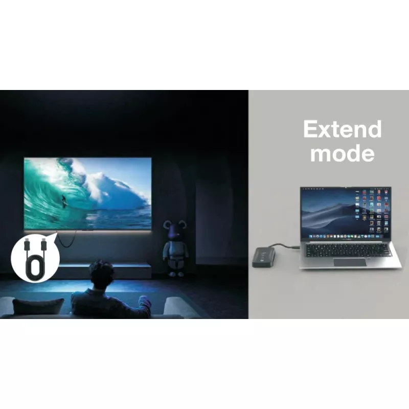 Techly IDATA USBC-HUB5WL Extensor AV transmisor y receptor AV negro