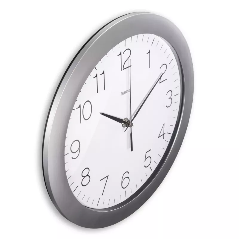 Hama Teneriffa Reloj analógico redondo plateado, blanco