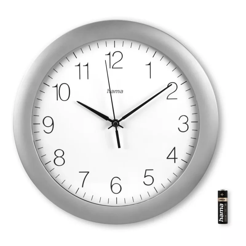 Hama Teneriffa Reloj analógico redondo plateado, blanco