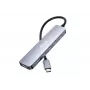 Adaptador multifunción EQUIP USB-C 6 en 1 — HDMI 4K/60Hz, 4× USB-C Gen2 (10Gbps), 100W PD, cable 0,25 m, gris