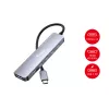 Adaptador multifunción EQUIP USB-C 6 en 1 — HDMI 4K/60Hz, 4× USB-C Gen2 (10Gbps), 100W PD, cable 0,25 m, gris