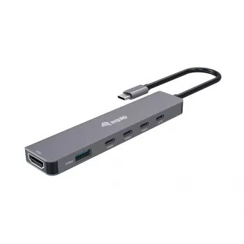 Adaptador multifunción Equip USB-C 6 en 1, HDMI 4K/30Hz, USB-C x4, USB-A x1, 5Gbps, 100W USB PD
