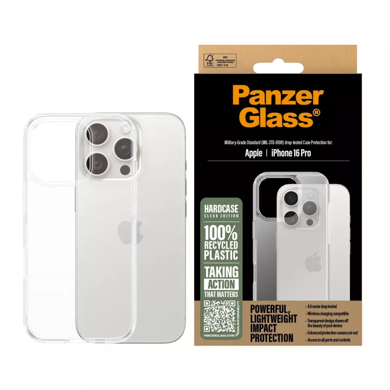 PanzerGlass ® HardCase transparente iPhone 16 Pro, funda, Apple, Apple - iPhone 16 Pro, transparente